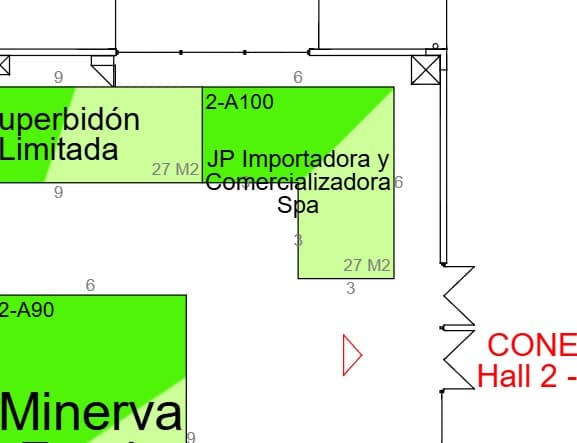 Plano de Food & Service con el stand 2-A100 destacado